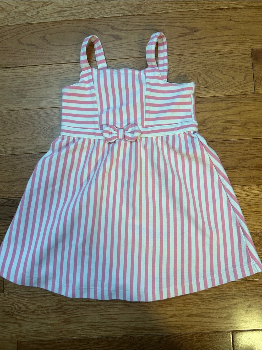 Janie and Jack Pink White Stripe Dress Size 3 Girls Bow